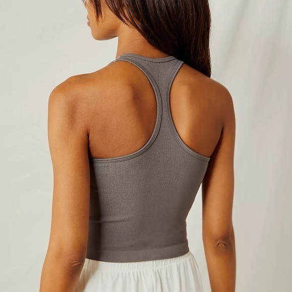 Intimately Free People Hayley Racerback Cropped Ribbed Brami Tank Blacksand XS/S - Picture 3 of 8